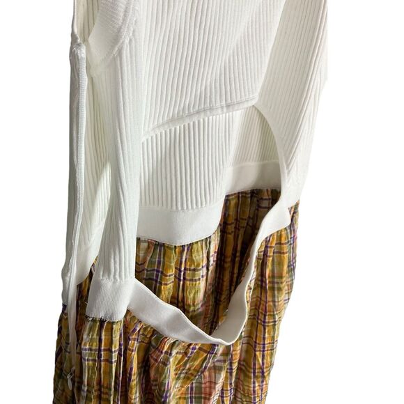 Tanya Taylor Cottagecore Dress XL Yellow Plaid Maxi Fall Open Back Boho - Picture 7 of 8